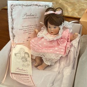 Paulines Limited addition Doll, Allie, porcelain 8” collector item - Plus 2 free